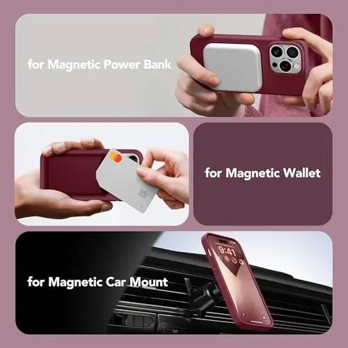 GONEZ iPhone 14 Pro Max uchun silikon gʻilof, MagSafe bilan mos, ekran himoyachisi + kamera linzalari himoyachisi, suyuq silikon zarbga chidamli himoya telefon 14 ProMax gʻilofi 6.7