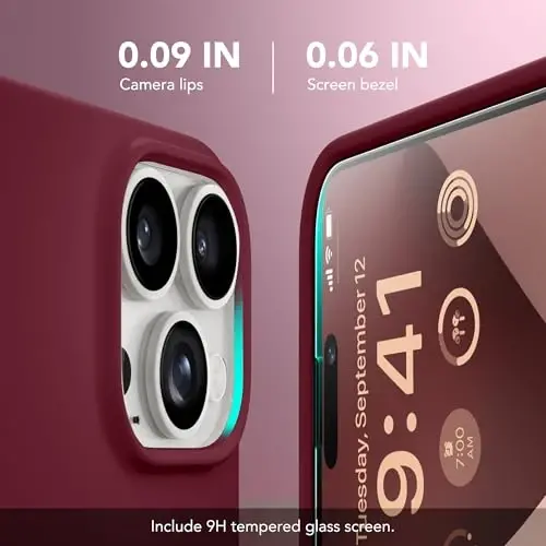 GONEZ iPhone 14 Pro Max uchun silikon gʻilof, MagSafe bilan mos, ekran himoyachisi + kamera linzalari himoyachisi, suyuq silikon zarbga chidamli himoya telefon 14 ProMax gʻilofi 6.7