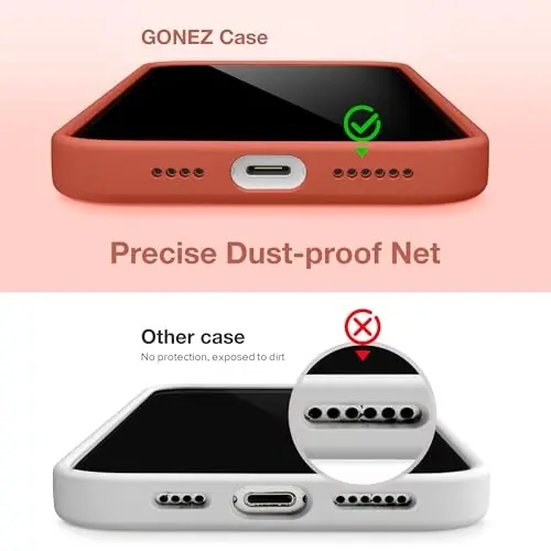 GONEZ iPhone 15 Plus uchun magnit silikon g‘ilof, [MagSafe bilan mos][1X Kamera himoyachisi + Ekran himoyachisi], Mikro tolali astar zarbga chidamli himoya telefon qopqog‘i 6,7
