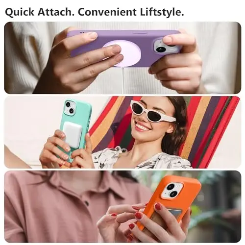 GONEZ iPhone 15 Plus uchun magnit silikon g'ilofi, [MagSafe bilan mos][1X kamera himoyachisi + ekran himoyachisi], mikrofiber qoplamali zarbaga chidamli himoya telefon qopqog'i 6,7