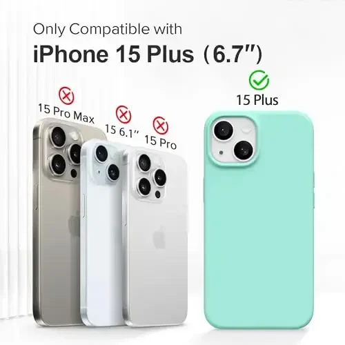 GONEZ iPhone 15 Plus uchun magnitli silikon g‘ilof, [MagSafe bilan mos][1X kamera himoyachisi + ekran himoyachisi], mikro tolali astar zarbaga chidamli himoya telefon qopqog‘i 6,7