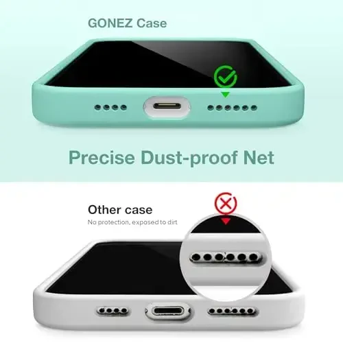 GONEZ iPhone 15 Plus uchun magnitli silikon g‘ilof, [MagSafe bilan mos][1X kamera himoyachisi + ekran himoyachisi], mikro tolali astar zarbaga chidamli himoya telefon qopqog‘i 6,7