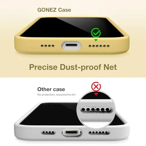 GONEZ iPhone 15 Plus uchun magnitli silikon g‘ilof, [MagSafe bilan mos][1X kamera himoyachisi + ekran himoyachisi], mikro tolali astarli zarbga chidamli himoya telefon qopqog‘i 6,7