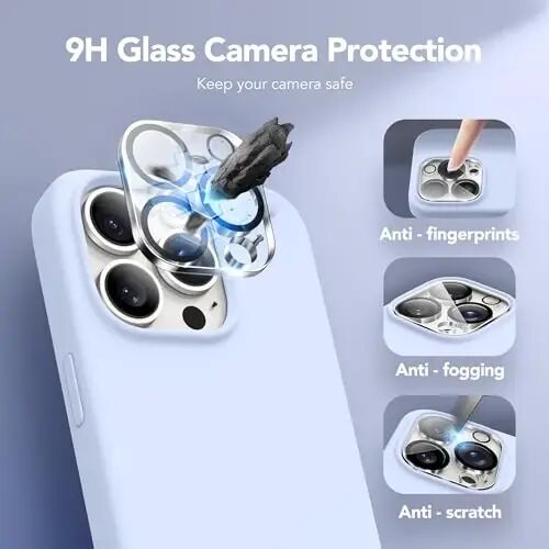 GONEZ iPhone 15 Pro magnit g‘ilofi, MagSafe bilan mos, [Ekran himoyachisi + Kamera linzalari himoyachisi], Silikon zarbaga chidamli tirnalishga qarshi 6.1 dyuymli himoya telefon g‘ilofi, Och ko‘k - 6