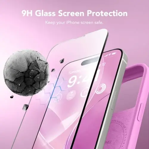 GONEZ Magnetic for iPhone 15 Pro Max Case, [Compatible with MagSafe] Anti-Scratch Microfiber Lining & Screen Protector, Silicone Camera Control, Shockproof Slim Phone Cover 6.7 inch, Cherry Blossom - 5
