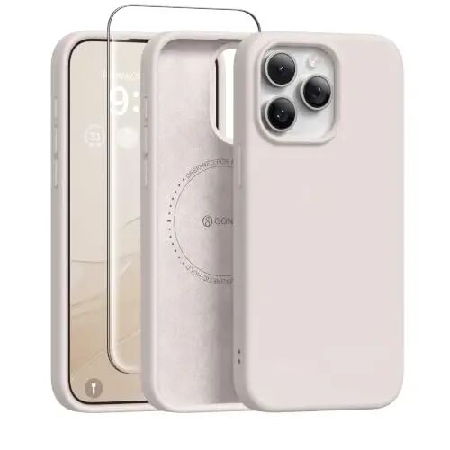 GONEZ Magnetic for iPhone 15 Pro Max Case, Silicone Cover Stone | Compatible with MagSafe, Camera Button & Screen Protector, Microfiber Lining, 3 Layers Soft Gel Rubber Shockproof Slim 6.7