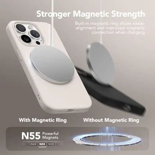 GONEZ Magnetic for iPhone 15 Pro Max Case, Silicone Cover Stone | Compatible with MagSafe, Camera Button & Screen Protector, Microfiber Lining, 3 Layers Soft Gel Rubber Shockproof Slim 6.7