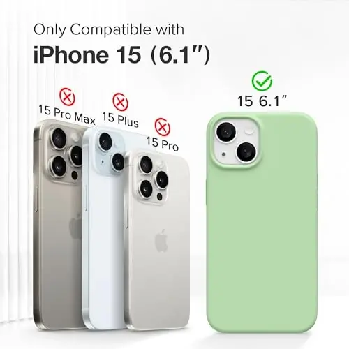 GONEZ iPhone 15 uchun g'ilof, suyuq silikon g'ilof [1 ekran himoyachisi + 1 kamera linzalari himoyachisi] bilan, tirnalishga qarshi yumshoq mikrofiber astar zarbga chidamli himoya telefon qopqog'i 6,1