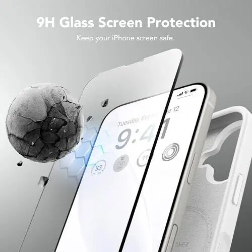GONEZ iPhone 16 için Manyetik Kılıf, Beyaz Silikon Kapak | MagSafe, Kamera Düğmesi ve Ekran Koruyucu ile Uyumlu, Mikrofiber Astar, 3 Katmanlı Yumuşak Jel Kauçuk Darbeye Dayanıklı İnce 6.1