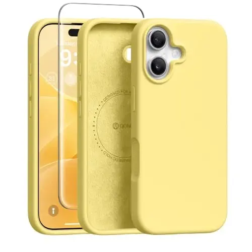 GONEZ iPhone 16 ile Uyumlu Telefon Kafesi, Ekran Koruyuculu Hızlı Çıkarılabilir Video Donanımı Sabitleyici Aksesuarları, Krem Sarı 