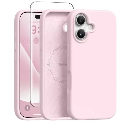GONEZ Phone Cage Compatible with iPhone 16, Quick Release Video Rig Stabilizer Accessories with Screen Protector, Pastel Pink 