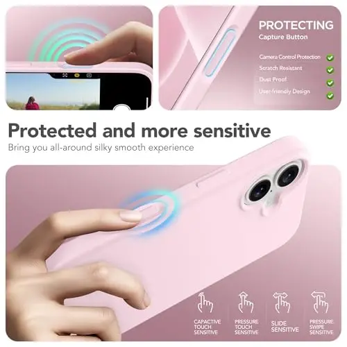 GONEZ iPhone 16 ile Uyumlu Telefon Kafesi, Ekran Koruyuculu Hızlı Çıkarılabilir Video Donanımı Sabitleyici Aksesuarları, Pastel Pembe - 2