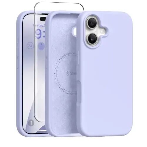 GONEZ iPhone 16 Kılıfı için Manyetik, Silikon Kapak Lila | MagSafe, Kamera Düğmesi ve Ekran Koruyucu ile Uyumlu, Mikrofiber Astar, 3 Katmanlı Yumuşak Jel Kauçuk Darbeye Dayanıklı İnce 6.1