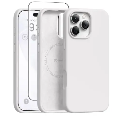 GONEZ Magnetic for iPhone 16 Pro Case, Compatible with MagSafe, [Screen Protector + Camera Lens Protector], Silicone Shockproof Anti-Scratch Protective Phone Case 6.3 inch, White 