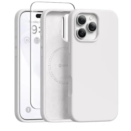 GONEZ iPhone 16 Pro için Manyetik Kılıf, MagSafe ile Uyumlu, [Ekran Koruyucu + Kamera Lensi Koruyucu], Silikon Darbeye Dayanıklı Çizilmez Koruyucu Telefon Kılıfı 6.3 inç, Beyaz - GONEZ