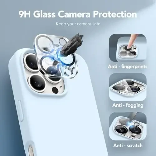 GONEZ Magnetic for iPhone 16 Pro Case, Compatible with MagSafe, [Screen Protector + Camera Lens Protector], Silicone Shockproof Anti-Scratch Protective Phone Case 6.3 inch, Blue - 6