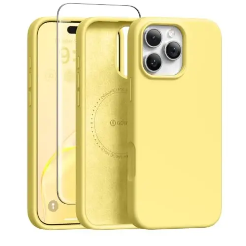 GONEZ Magnetic for iPhone 16 Pro Case, Silicone Cover Yellow | Compatible with MagSafe, Camera Button & Screen Protector, Microfiber Lining, 3 Layers Soft Gel Rubber Shockproof Slim 6.3