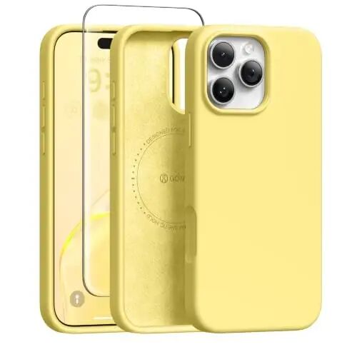 GONEZ iPhone 16 Pro Kılıf için Manyetik, Silikon Kapak Sarı | MagSafe, Kamera Düğmesi ve Ekran Koruyucu ile Uyumlu, Mikrofiber Astar, 3 Katmanlı Yumuşak Jel Kauçuk Darbeye Dayanıklı İnce 6.3