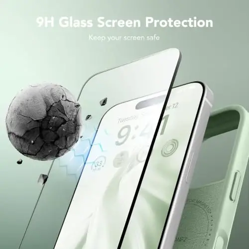 GONEZ iPhone 16 Pro Kılıf, [MagSafe Uyumlu] Çizilmez Mikrofiber Astar & Ekran Koruyucu, Silikon Kamera Kontrolü, Darbeye Dayanıklı İnce Telefon Kılıfı 6.3 inç, Pastel Yeşil - 3