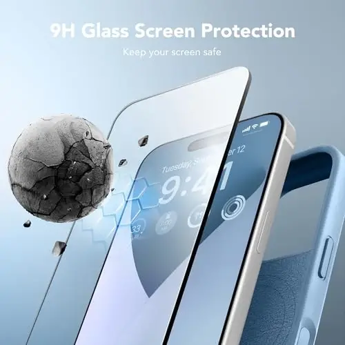 GONEZ iPhone 16 Pro Kılıf, [MagSafe Uyumlu] Çizilmez Mikrofiber Astar & Ekran Koruyucu, Silikon Kamera Kontrolü, Darbeye Dayanıklı İnce Telefon Kılıfı 6.3 inç, Sis Mavisi - 4