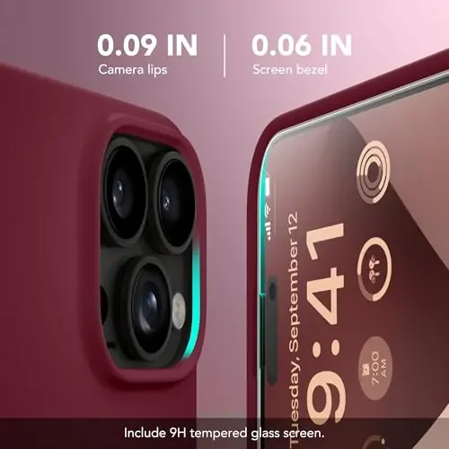 GONEZ Magnetic for iPhone 16 Pro Max Case, [Compatible with MagSafe] Anti-Scratch Microfiber Lining & Screen Protector, Silicone Camera Control, Shockproof Slim Phone Cover 6.9 inch, Maroon | Compatible with MagSafe, Camera Button & Screen Protector, Microfiber Lining, 3 Layers Soft Gel Rubber Shockproof Slim 6.9