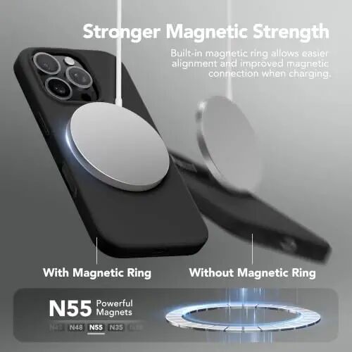 GONEZ Magnetic for iPhone 16 Pro Max Case, Silicone Cover Black | Compatible with MagSafe, Camera Button & Screen Protector, Microfiber Lining, 3 Layers Soft Gel Rubber Shockproof Slim 6.9