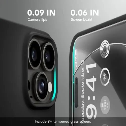 GONEZ Magnetic for iPhone 16 Pro Max Case, Silicone Cover Black | Compatible with MagSafe, Camera Button & Screen Protector, Microfiber Lining, 3 Layers Soft Gel Rubber Shockproof Slim 6.9