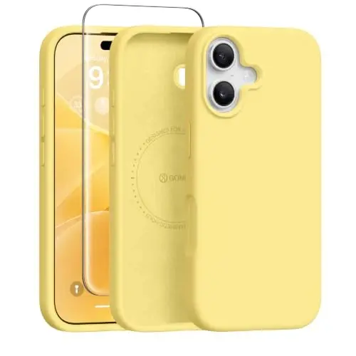 GONEZ Magnetic for iPhone 17 Case, [Compatible with MagSafe] Anti-Scratch Microfiber Lining & Screen Protector, Silicone Camera Control, Shockproof Slim Phone Cover 6.3 inch, Buttercream Yellow 