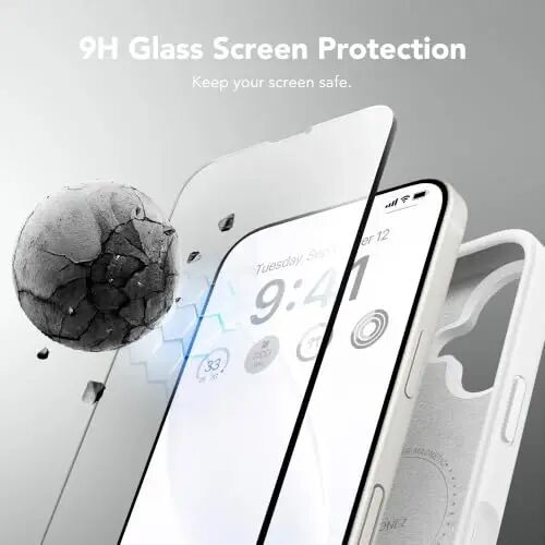 GONEZ Magnetic for iPhone 17 Case, Silicone Cover White | Compatible with MagSafe, Camera Button & Screen Protector, Microfiber Lining, 3 Layers Soft Gel Rubber Shockproof Slim 6.3