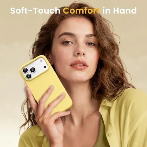 GONEZ Magnetic for iPhone 17 Pro Case, [Compatible with MagSafe] Anti-Scratch Microfiber Lining & Screen Protector, Silicone Camera Control, Shockproof Slim Phone Cover 6.3 inch, Buttercream Yellow - 2