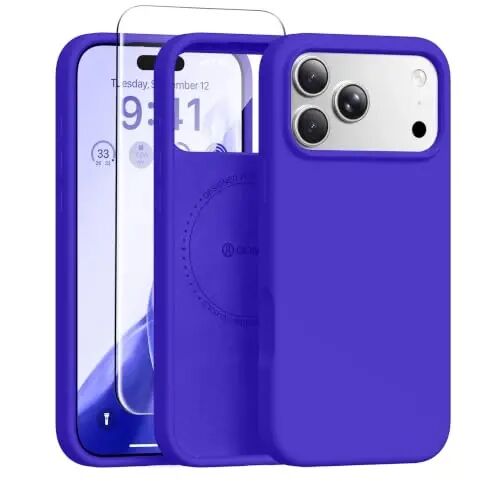 GONEZ iPhone 17 Pro Kılıfı için Manyetik, Silikon Kapak Kobalt Mavi | MagSafe, Kamera Düğmesi ve Ekran Koruyucu ile Uyumlu, Mikrofiber Astar, 3 Katmanlı Yumuşak Jel Kauçuk Darbeye Dayanıklı Slim 6.3