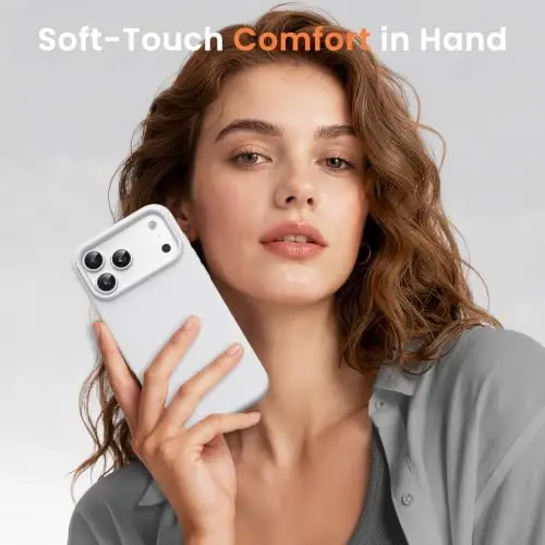 GONEZ Magnetic for iPhone 17 Pro Max Case, [Compatible with MagSafe] Anti-Scratch Microfiber Lining & Screen Protector, Silicone Camera Control, Shockproof Slim Phone Cover 6.9 inch, Light Gray - 2
