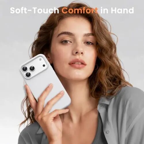 GONEZ iPhone 17 Pro Max Kılıf için Manyetik, [MagSafe ile Uyumlu] Çizilmez Mikrofiber Astar ve Ekran Koruyucu, Silikon Kamera Kontrolü, Darbeye Dayanıklı İnce Telefon Kapağı 6,9 inç, Açık Gri - 2