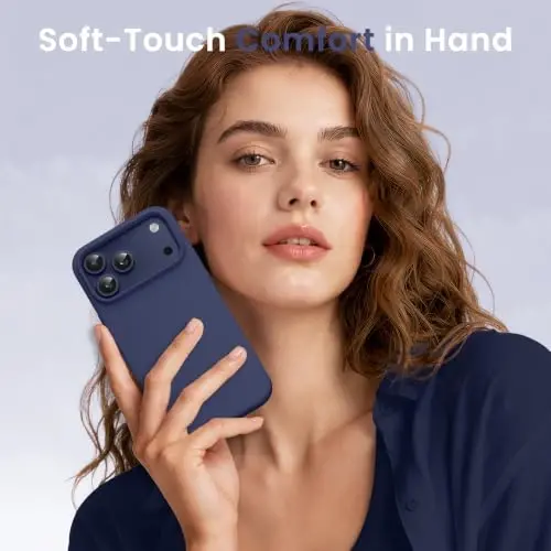 GONEZ iPhone 17 Pro uchun magnit g‘ilof, silikon qopqoq Midnight Blue | MagSafe, kamera tugmasi va ekran himoyasi bilan mos keladi, mikrotolqinli astar, 3 qatlamli yumshoq jel kauchuk zarbga chidamli yupqa 6.3 dyuym - 2
