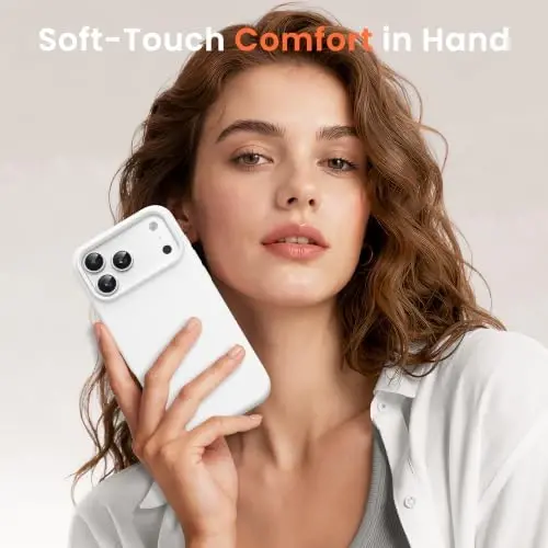 GONEZ Magnetic для чехла iPhone 17 Pro, силиконовый чехол белый | Совместимость с MagSafe, кнопкой камеры и защитным экраном, подкладка из микрофибры, 3 слоя, мягкий гель, ударопрочный тонкий 6,3 дюйма - GONEZ (1)