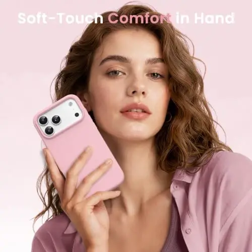 GONEZ Magnetic для чехла iPhone 17 Pro, силиконовый чехол, персиково-розовый | Совместимость с MagSafe, кнопкой камеры и защитным экраном, подкладка из микрофибры, 3 слоя, мягкий гель, ударопрочный тонкий 6,3 дюйма - GONEZ (1)