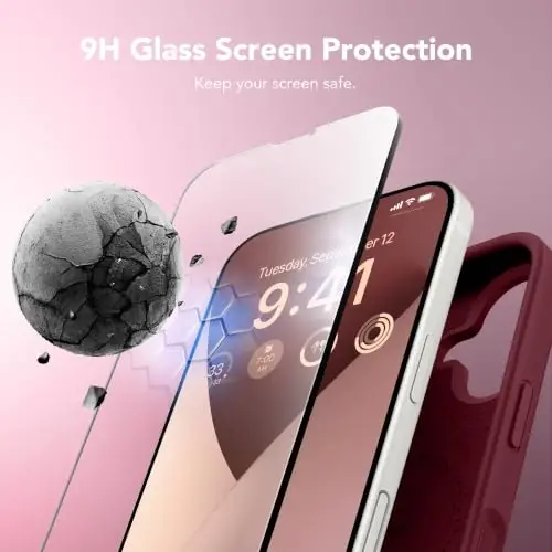 GONEZ Magnetic для чехла iPhone 17, силиконовый бордовый | Совместимость с MagSafe, кнопкой камеры и защитным экраном, подкладка из микрофибры, 3 слоя, мягкий гель, ударопрочный, тонкий 6,3