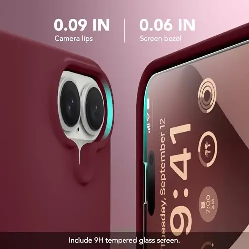 GONEZ Magnetic для чехла iPhone 17, силиконовый бордовый | Совместимость с MagSafe, кнопкой камеры и защитным экраном, подкладка из микрофибры, 3 слоя, мягкий гель, ударопрочный, тонкий 6,3