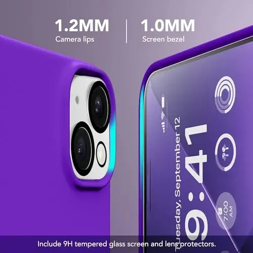 GONEZ Magnetic для iPhone 15 [Совместимо с Magsafe] [1 Защитная пленка + 1 Защита камеры], Противоударный силиконовый чехол с микрофиброй, 6.1