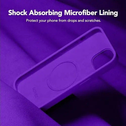 GONEZ Magnetic для iPhone 15 [Совместимо с Magsafe] [1 Защитная пленка + 1 Защита камеры], Противоударный силиконовый чехол с микрофиброй, 6.1