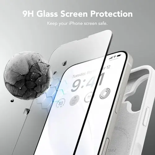 GONEZ Magnetic для iPhone 16 Чехол, Силиконовая Накладка Белый | Совместимо с MagSafe, Кнопкой Камеры и Защитным Экранным Стеклом, Подкладка из Микрофибры, 3 Слоя, Мягкий Гелевый Каучук, Ударопрочный, Тонкий 6,1