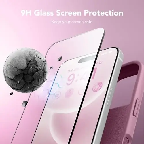 GONEZ Magnetic для iPhone 16 Pro, совместимый с MagSafe, [защитная пленка + защита объектива камеры], силиконовый противоударный защитный чехол для телефона 6,3 дюйма, черносмородиновый - 5