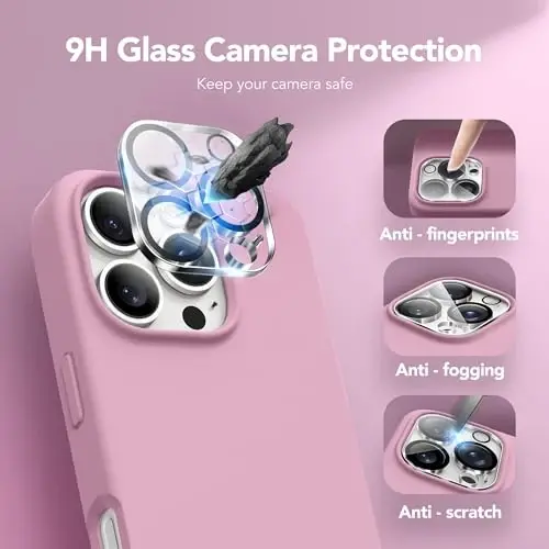 GONEZ Magnetic для iPhone 16 Pro, совместимый с MagSafe, [защитная пленка + защита объектива камеры], силиконовый противоударный защитный чехол для телефона 6,3 дюйма, черносмородиновый - 6