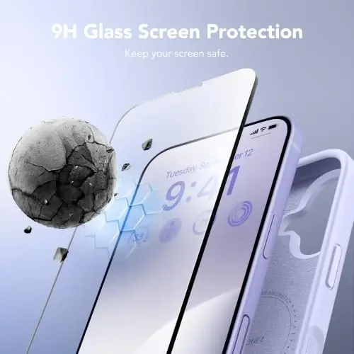 GONEZ Magnetic для iPhone 17 Case, Силиконовый чехол Сиреневый | Совместим с MagSafe, Кнопкой камеры и Защитным экраном, Подкладка из микрофибры, 3 слоя, Мягкий гель, Ударопрочный, Тонкий 6.3