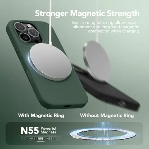GONEZ Magnetic for iPhone 16 Pro Max Case, [Compatible with MagSafe] Anti-Scratch Microfiber Lining & Screen Protector, Silicone Camera Control, Shockproof Slim Phone Cover 6.9 inch, Army Green - 2