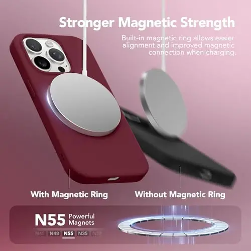 GONEZ Magnetic for iPhone 14 Pro Max Case, [Compatible with MagSafe] Anti-Scratch Microfiber Lining & Screen Protector, Shockproof Slim Phone Silicone Cover 6.7 inch, Maroon 
