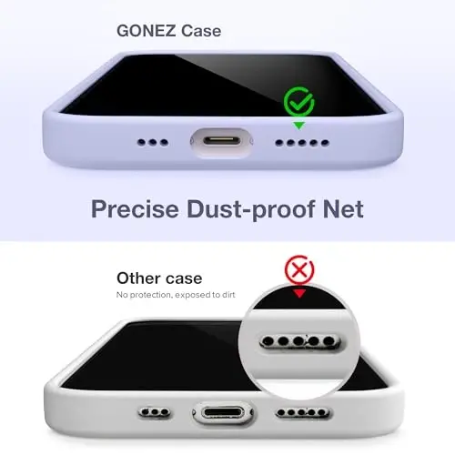 GONEZ Magnetic for iPhone 13 Case & iPhone 14 Case, [Compatible with MagSafe] Anti-Scratch Microfiber Lining & Screen Protector, Shockproof Slim Phone Silicone Cover 6.1 inch, Lilac - 5