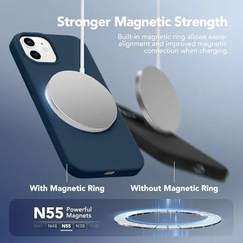 GONEZ Magnetic for iPhone 12 Case / 12 Pro Case, Compatible with MagSafe, [Screen Protector + Camera Lens Protector], Silicone Shockproof Anti-Scratch Protective Phone Case 6.1 inch, Dark Blue - 3