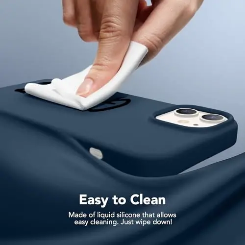 GONEZ Magnetic for iPhone 12 Case / 12 Pro Case, Compatible with MagSafe, [Screen Protector + Camera Lens Protector], Silicone Shockproof Anti-Scratch Protective Phone Case 6.1 inch, Dark Blue - 5