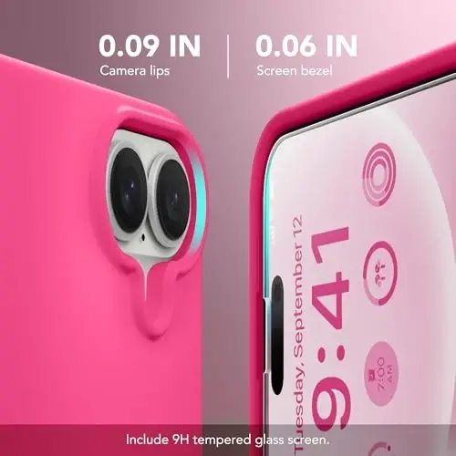 GONEZ Magnetic for iPhone 16 Case, [Compatible with MagSafe] Anti-Scratch Microfiber Lining & Screen Protector, Silicone Camera Control, Shockproof Slim Phone Cover 6.1 inch, Hot Pink - 6